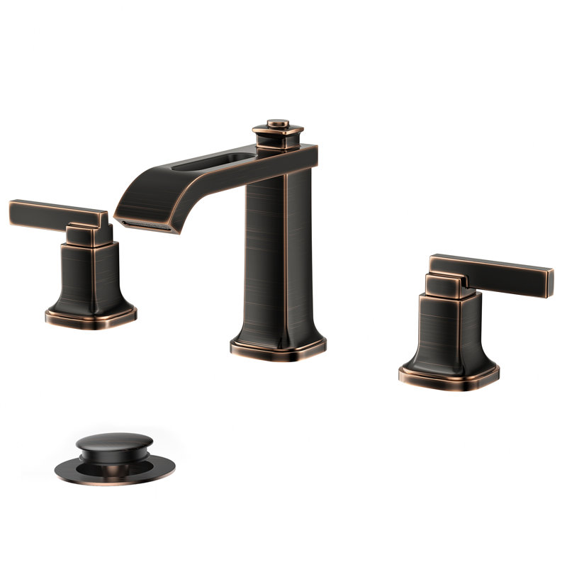 Robinet de salle de bain à 2 poignées avec drain, Bronze frotté à l'huile