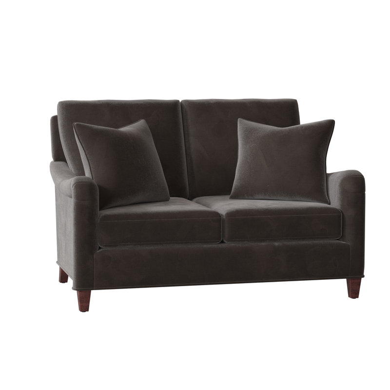 Smythe Upholstered 57'' Loveseat, 9953 Mink Polyester, French Oak
