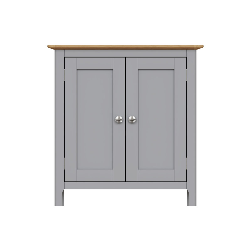 Daris 2 Door Compact Sideboard Buffet Storage Cabinet. 65cm Wide. Polished Chrome Handles., Grey