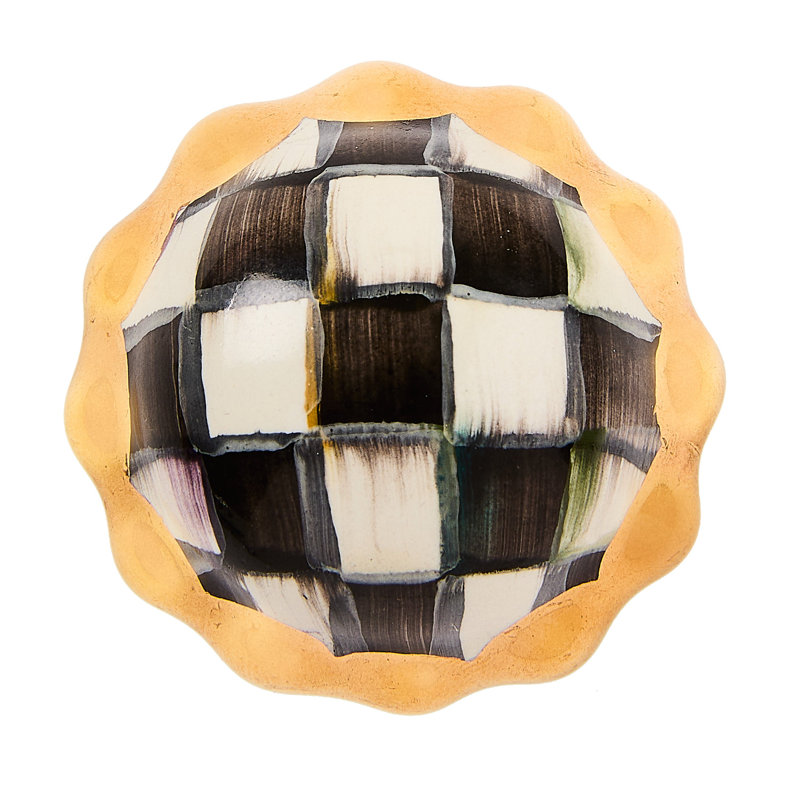 Check Round Knob, Black/Gold Lustre, 1 3/4"