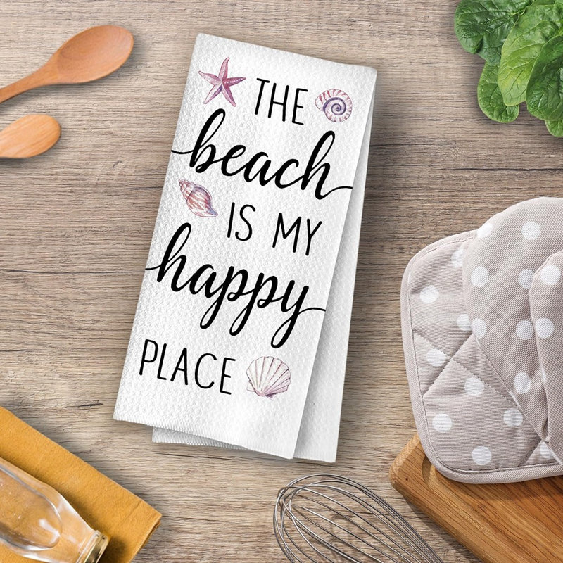 Ensemble de 2 serviettes de cuisine Surfing Dogs, serviettes de plage Coastal Beach pour la cuisine et la salle de bain, Ocean Wave