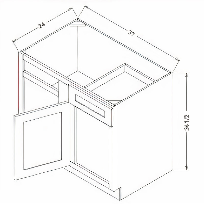 Armoire de coin blanche prête à assembler en blanc, H 34,5 po x l 39 po