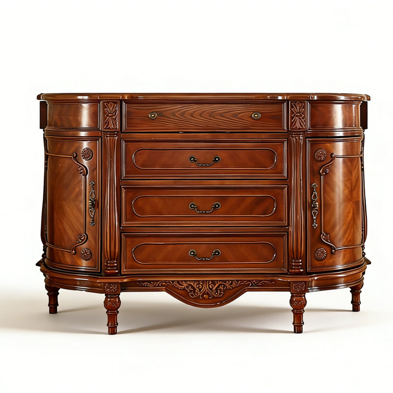 Buffet en bois d'hévéa de style américain, H 35 po x l 47,2 po x P 16,4 po