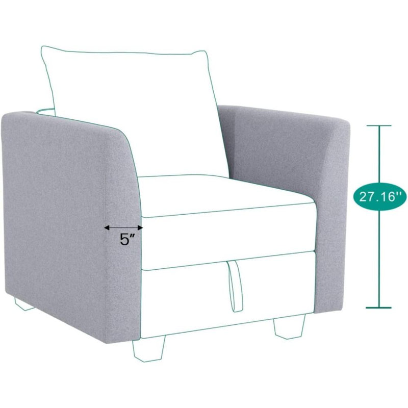 Modern DIY Sofa Armrest Module for Modular Sectional Sofa - Pair of Armrests for Sectional Couch, White Linen