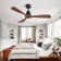 Kemp 48" 3-Walnut Solid Wood Blades Ceiling Fans With Remote and no Light