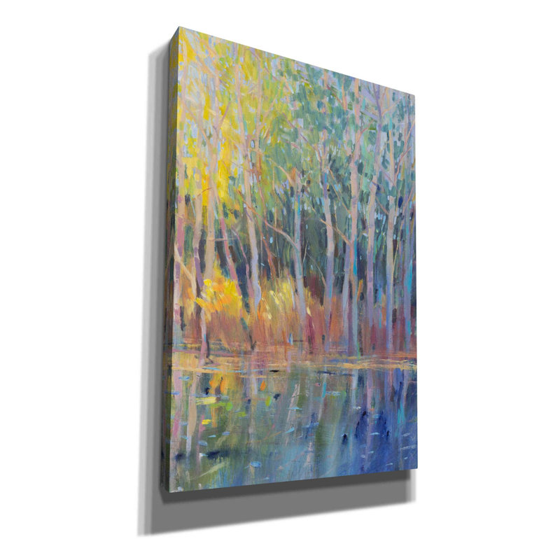 Art mural sur toile, "Reflection Trees I" par Tim Oto, H 18 po x l 12 po x P 0,75 po