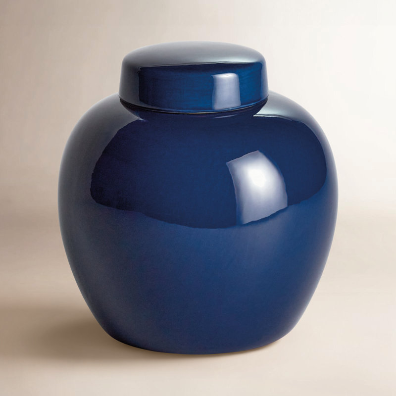 Francina Handmade Ceramic Ginger Jar, 9.25" H x 9.25" W x 9.25" D, Dark Navy