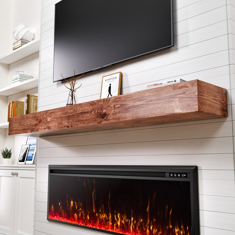 Handcrafted Rustic Solid Wood Fireplace Mantel, 60"