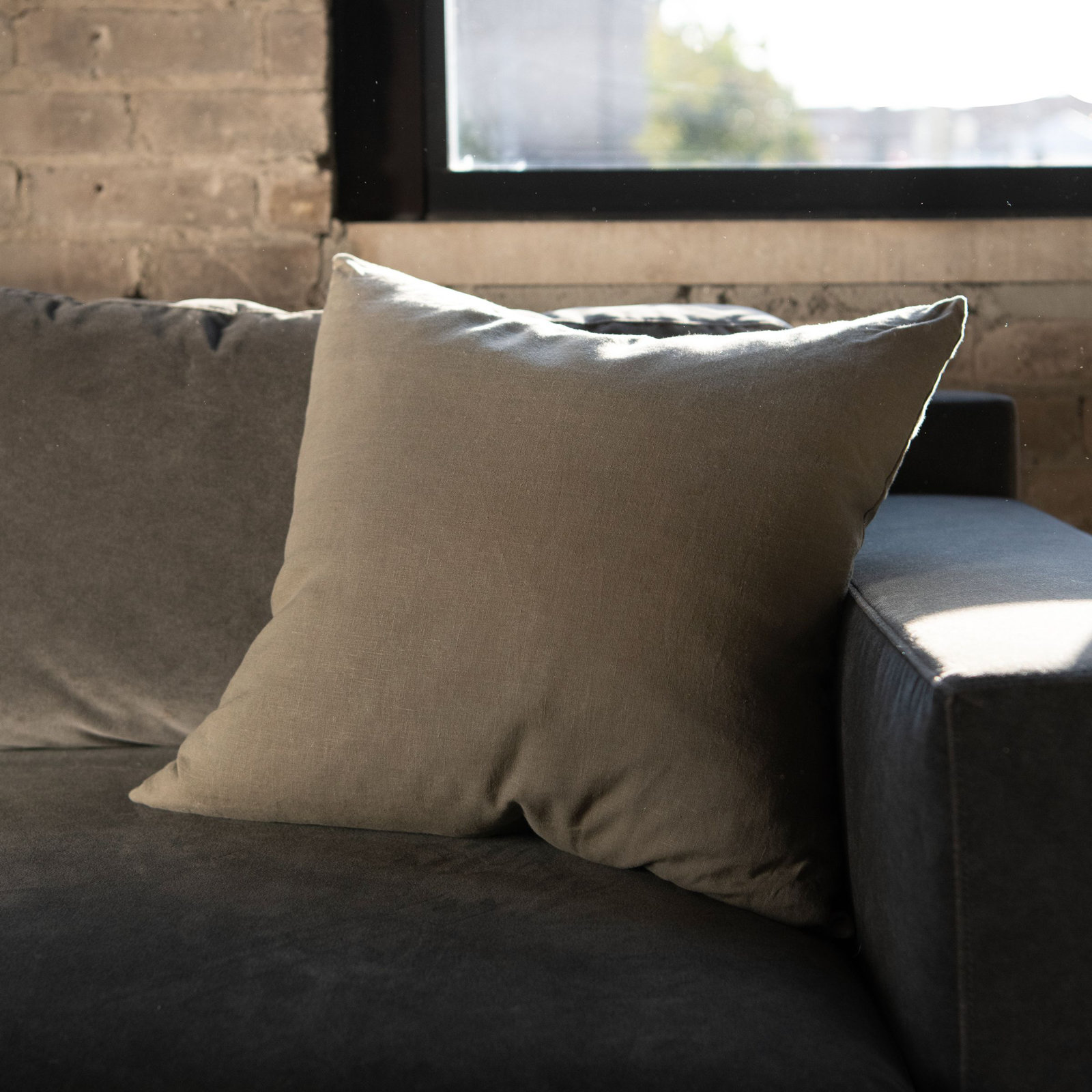 Linen Pillow Cover, Moss, Square 20", Pillow Cover Only - No Insert