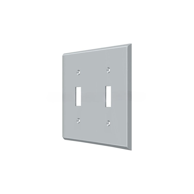 Deltana SWP4761U15A Switch Plate, Double Standard in Antique Nickel, Brushed Chrome