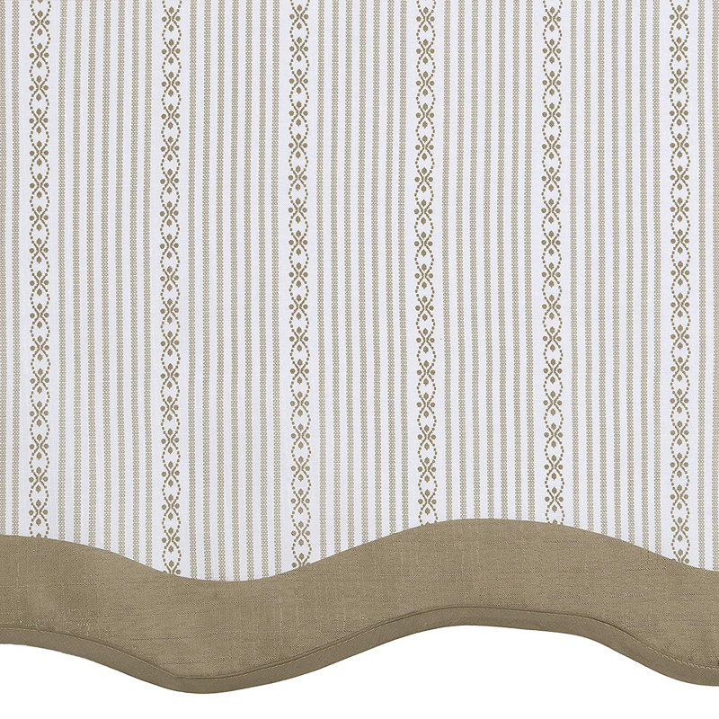 Abstract Ruffled Kitchen Curtain, Taupe, 58" W x 24" L
