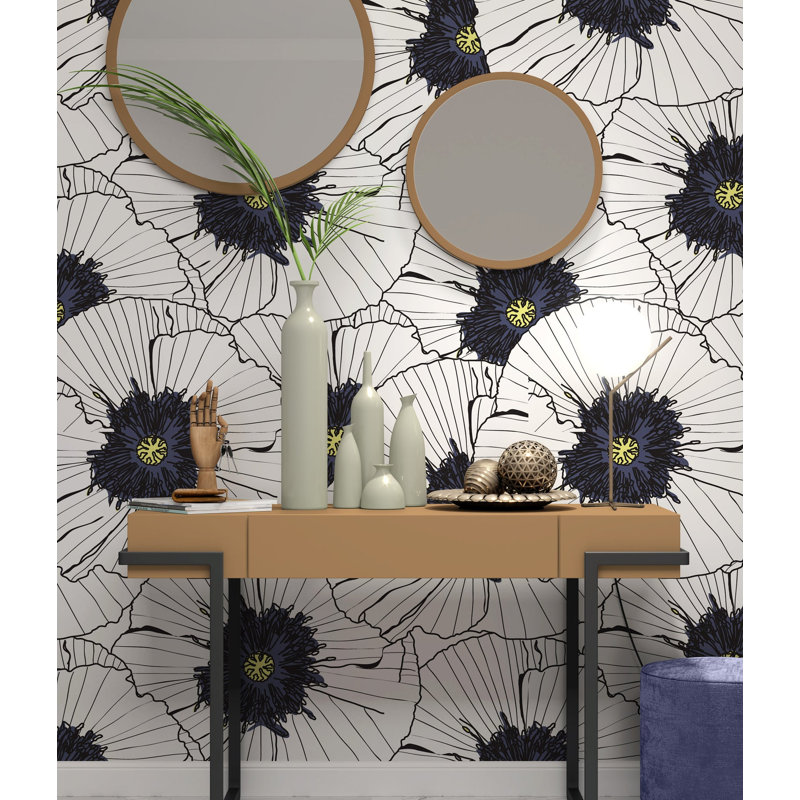 Papier peint amovible floral, L 98,04 po x l 120 po