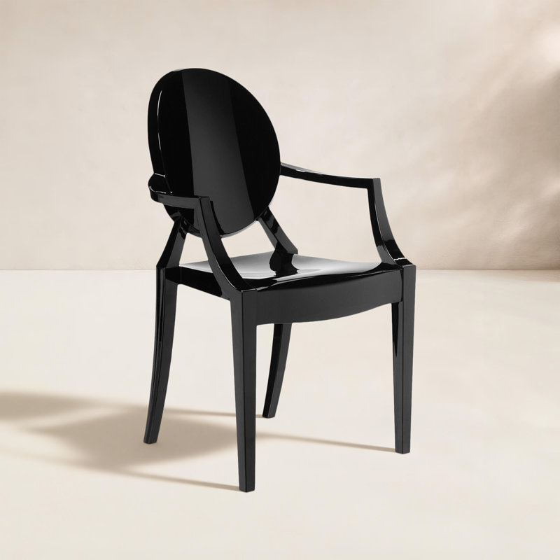 Louis Ghost Outdoor Dining Armchair, Glossy Black