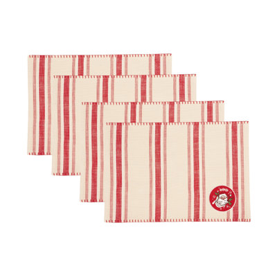  Ensemble de 4 napperons brodés Jolly Santa
