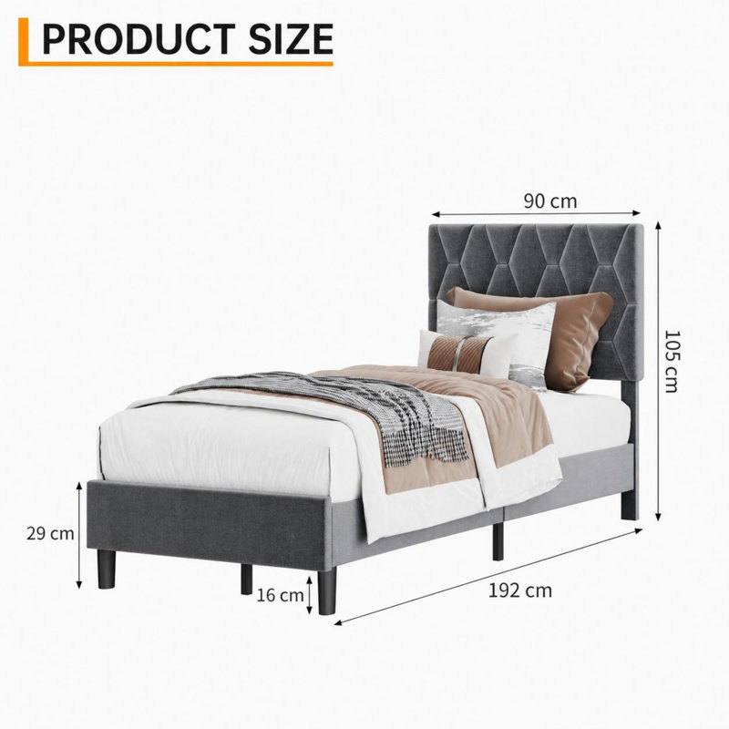 Bed, Double (4'6), Grey