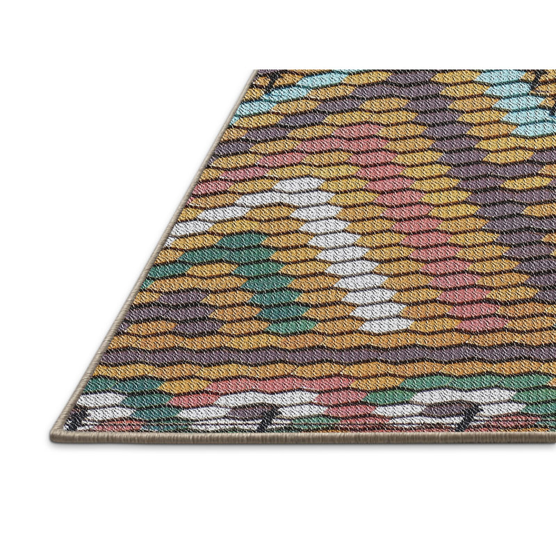 Tapis brun/jaune à motifs Toya, Rectangle 5 pi x 7 pi