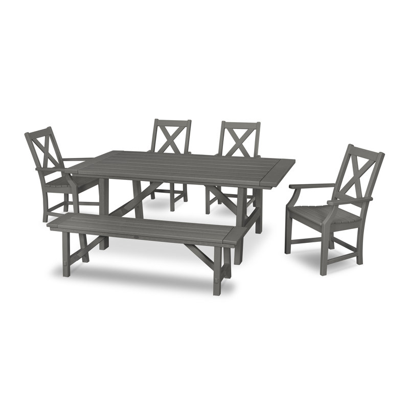 Ensemble de salle à manger rectangulaire pour 6 personnes de 75 po Braxton, Gris ardoise
