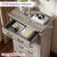 Commode 5 tiroirs Farmhouse H 48 "avec grand espace de rangement, gris clair-1866130638