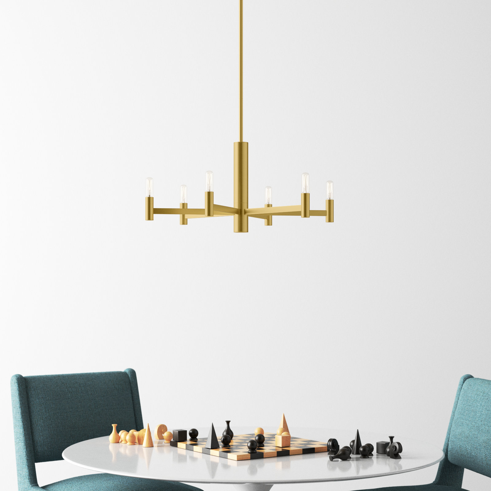 Ilene 6 - Light Dimmable Chandelier, Natural Aged Brass