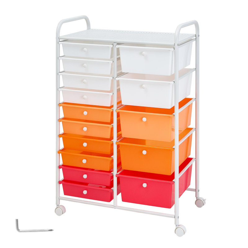 Utility Cart with Wheels, 96.5cm H x 63cm W x 39cm D, Red