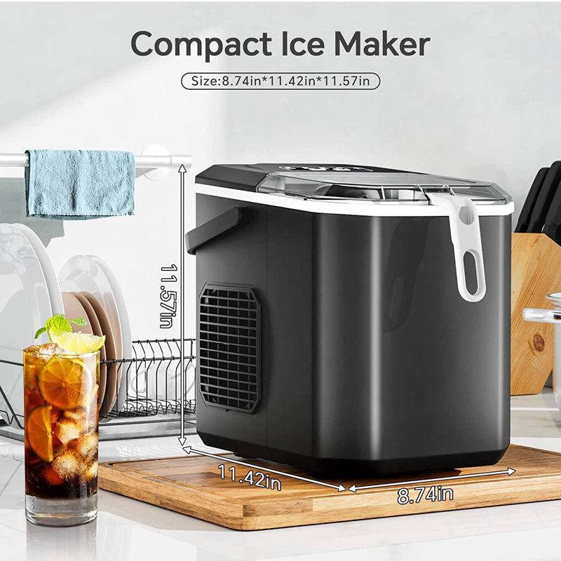 COWSAR 26 Lb. lb. Daily Production Bullet Ice Countertop Ice Maker,9 Ice Cubes Ready in 6 Mins,2 Ice Cube Sizes Available,Automatic Cleaning