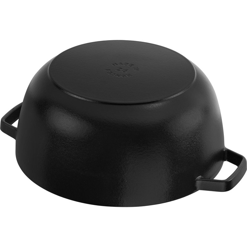 Staub Cast Iron Essential French Oven, Dutch Oven, 5-Quart, Serves 5-6, Made In France,  With Horse Lid - Cherry, Black