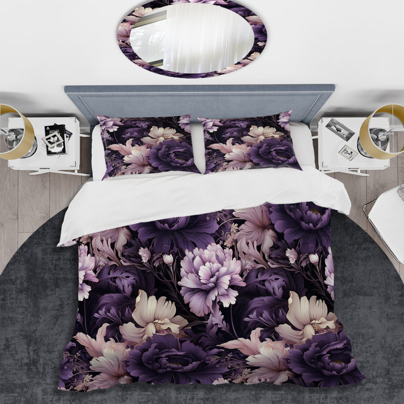 Ensemble de housse de couette à motif floral en polyester microfibre Mehran Eerie Elegance Moody