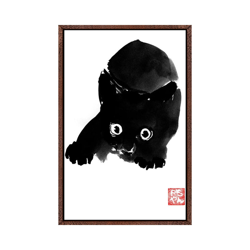 Fear by Péchane - Print on Canvas, 66.04 cm H x 45.72 cm W, Classic Brown Wood Framed