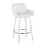 Tabouret de comptoir à hauteur fixe avec pivot en bois et similicuir avec repose-pieds rond chromé - ensemble de 2-782889633