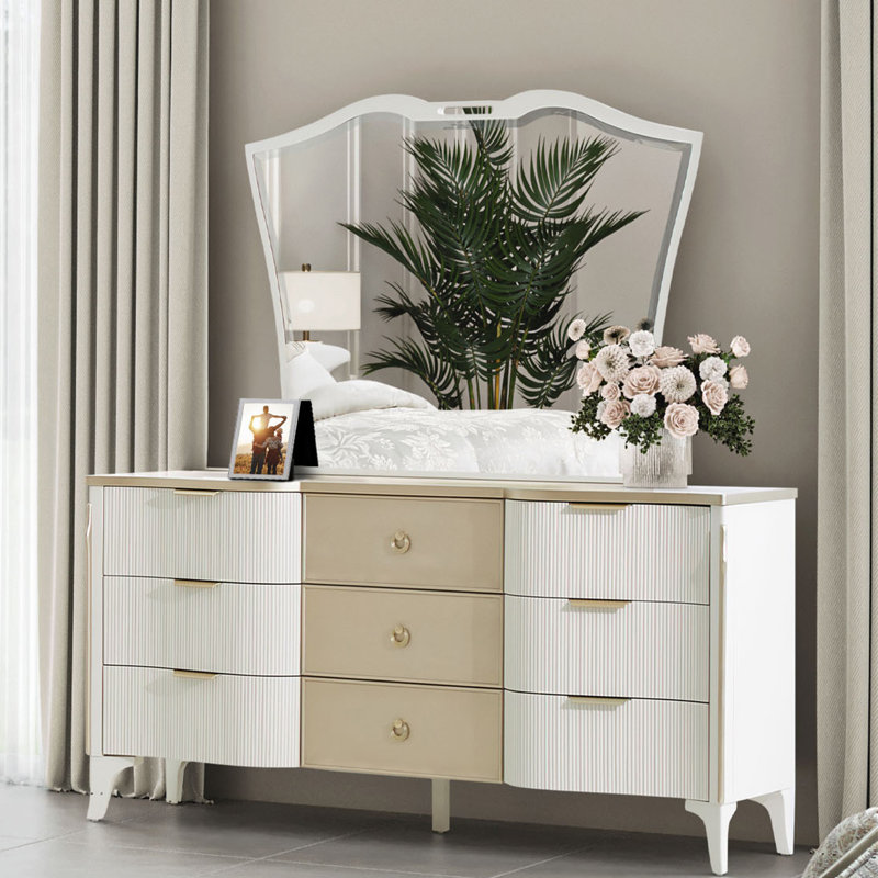 La Marisia Dresser & Mirror - Creamy Pearl