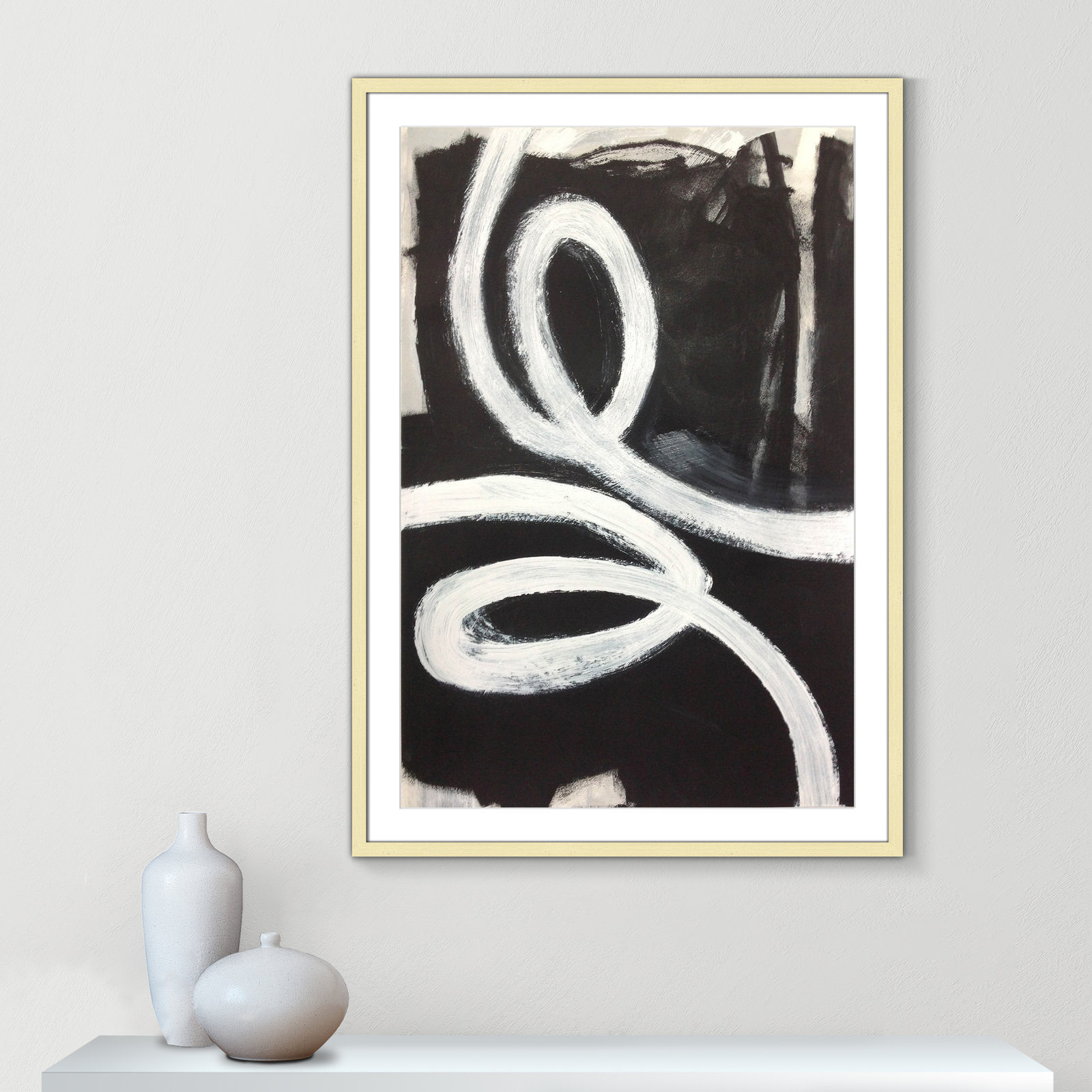 Swirly Swirls I Print, 41.5" H x 29.5" W x 0.01" D, Gold Matted Picture Framed