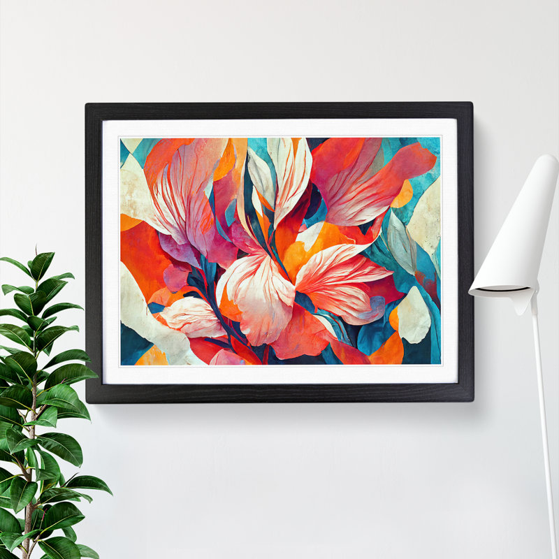 Floral Abstract Vol.3 - Single Picture Frame Print, 46cm H x 64cm W x 2cm D, Black