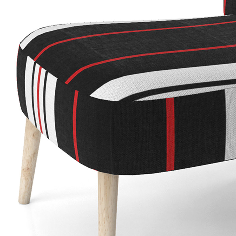 Chaise d'appoint décorative à motifs en velours noir et blanc