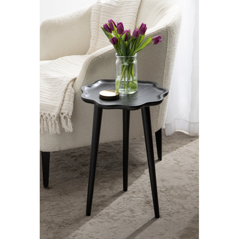 Table de bout en bois massif Kalid, Noir, 22" H x 15" W x 15" D