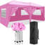 Abri pour événements portable 10 pi x 20 pi avec 6 parois latérales. Upf 50+, imperméable, facile à assembler. Tissu rose 210D, structure en acier auvent pliable avec structure en métal amovible, installation rapide pour le sport