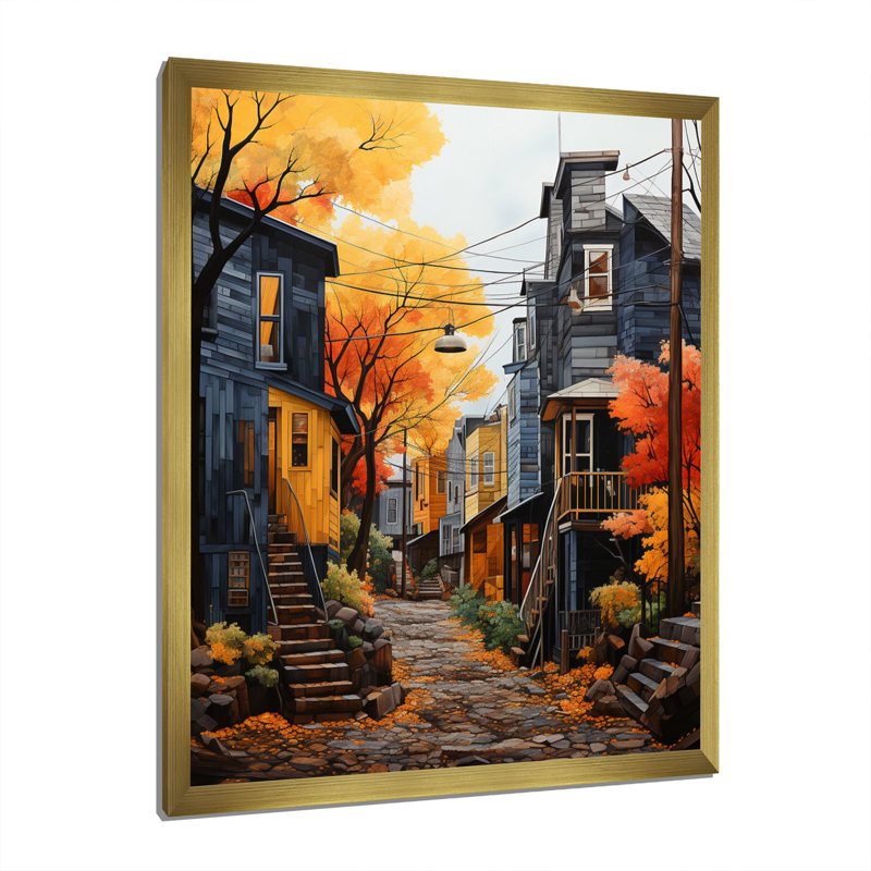 «Herbertson Cityscape Alleyway Patchwork III», reproduction d'art sur toile, H 40 po x l 30 po x P 1,5 po, Encadrement doré