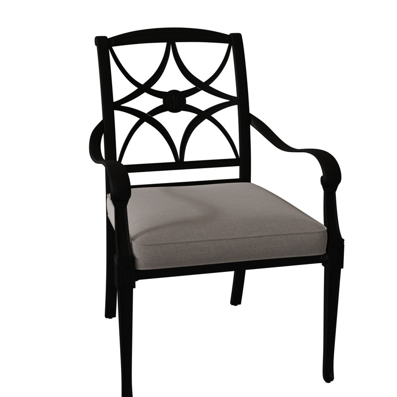 Wiltshire Outdoor Dining Armchair, Textured Black, 19.25", Hedge Flannel Sunbrella® Flannel