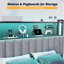 Queen Size Headboard, Adjustable Upholstered Headboard With 2 Tier Shelves And Pegboard With Charging Stations And LED Lights, Modern Bed Headboard With Storage Linen And Dark Grey-284266784-284266791