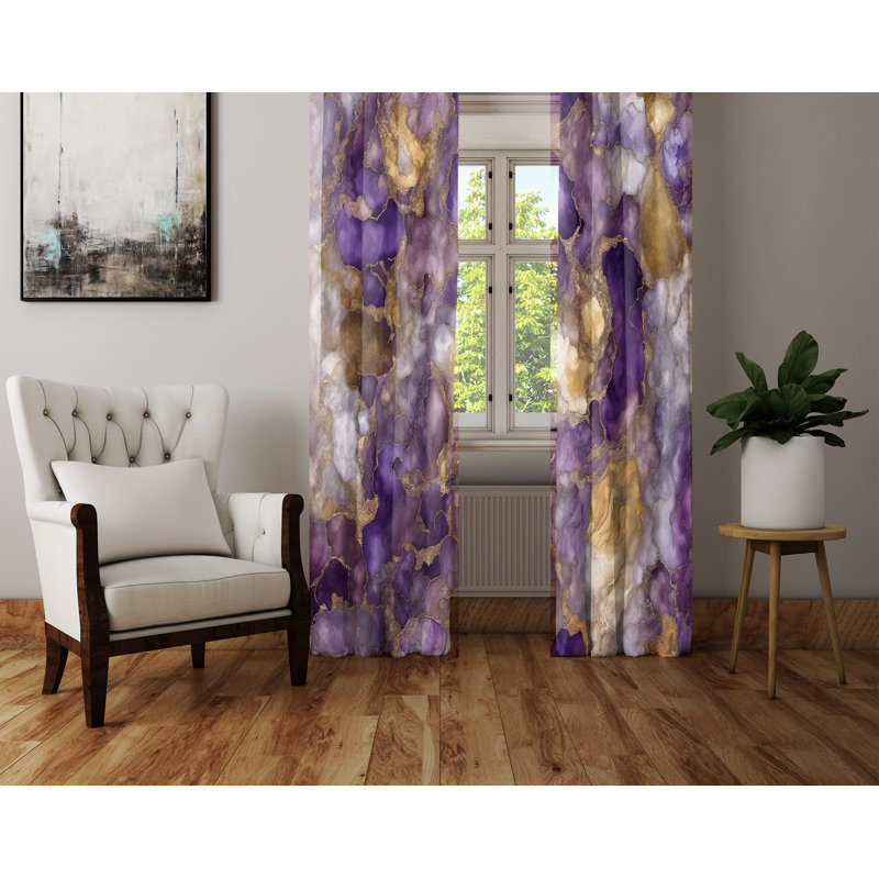 Paire de rideaux semi-transparents en polyester Areonia, L 56 po x L 78 po