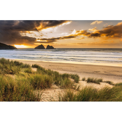 Holywell Bay Sunset - Wrapped Canvas Print