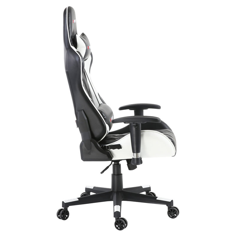 Brayden Studio Foreston Reclining Faux Leather PC & Racing Game Chair, White/Black
