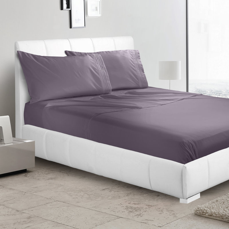 Drap plat en microfibre , Drap plat de taille très grand, Mauve