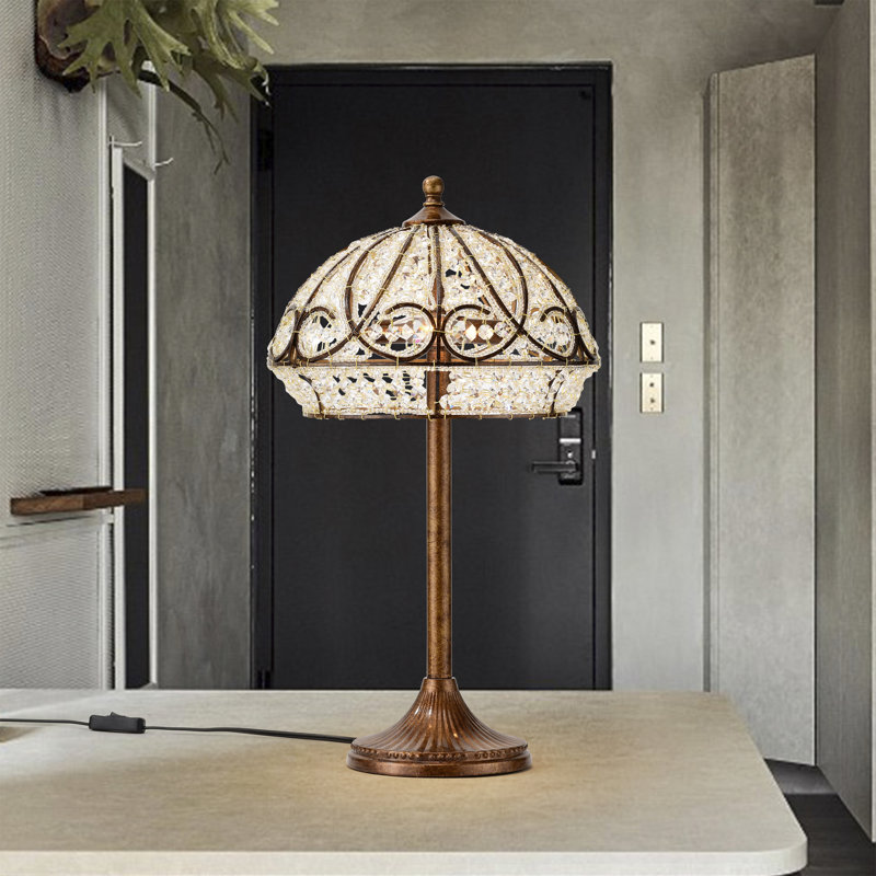 Lampe de table en bronze avec abat-jour en cristal Leejay