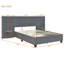 Grand lit plateforme tapissier avec grande tête de lit, mobilier de chambre à coucher, velours, gris
