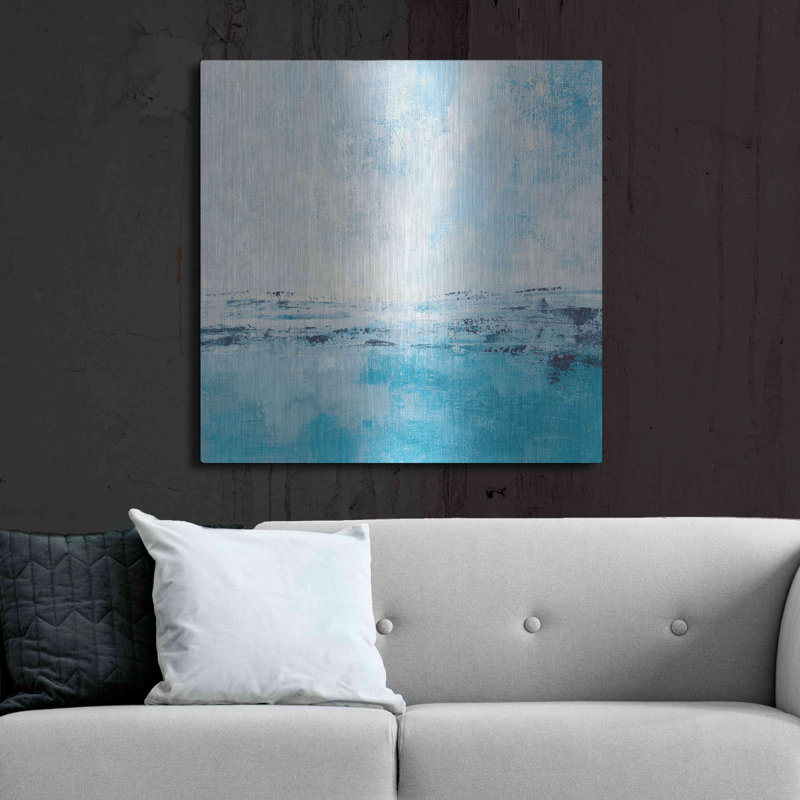 Beachcrest Home ™ «Coastal View I Aqua» par Silvia Vassileva, art mural en métal, H 36 po x l 36 po