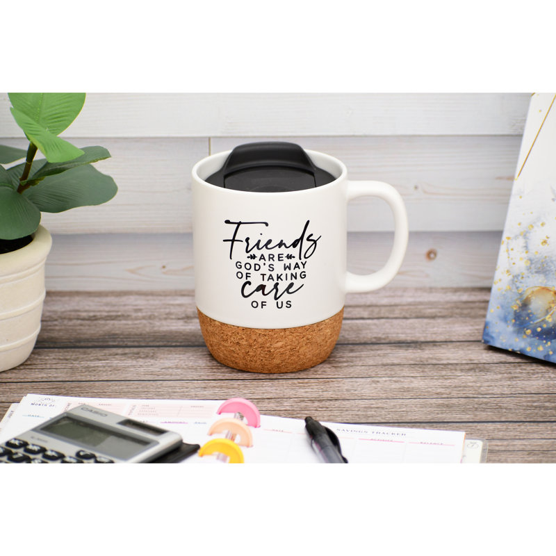 Grande tasse en liège avec couvercle Friends Friends God God's Way - 14 oz