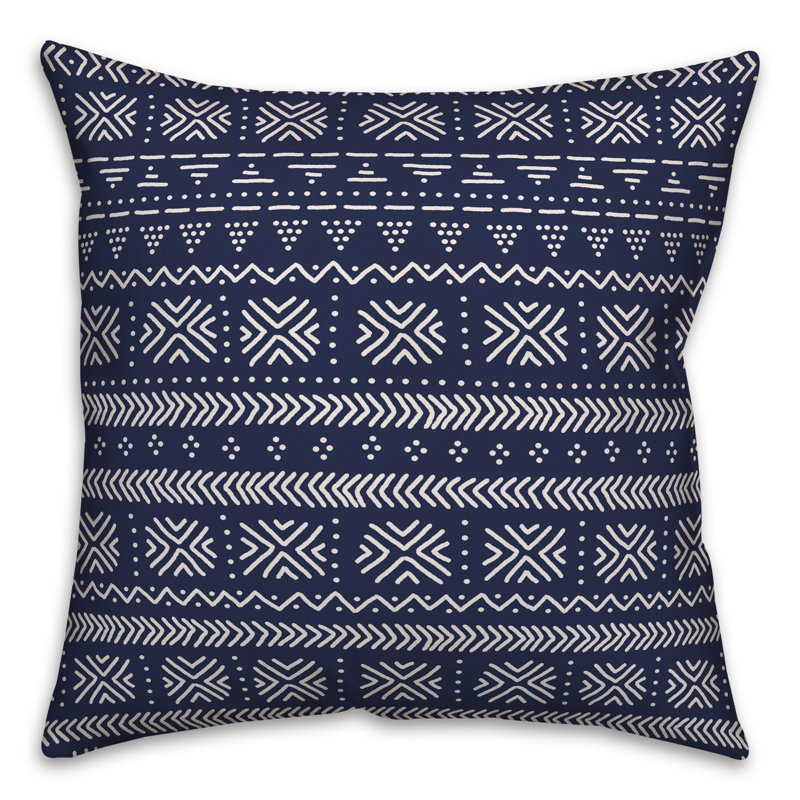 Throw Pillow, 20" x 20", Navy/White Geometric 3