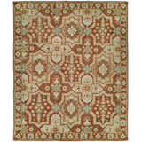 Wool Geometric Area Rug in Red