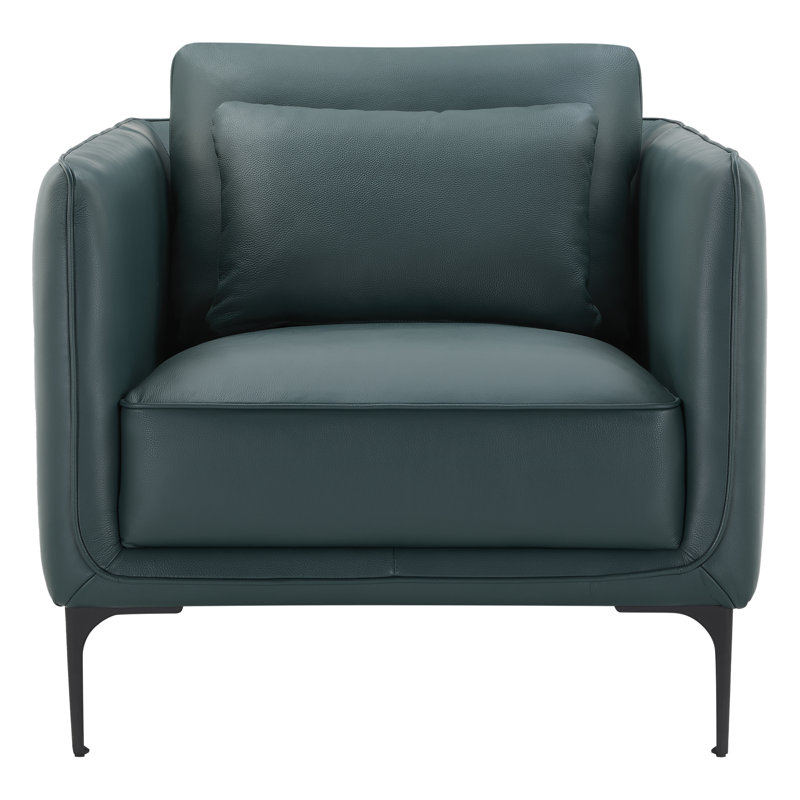 Rae Genuine Leather Upholstered Armchair, Florida Teal