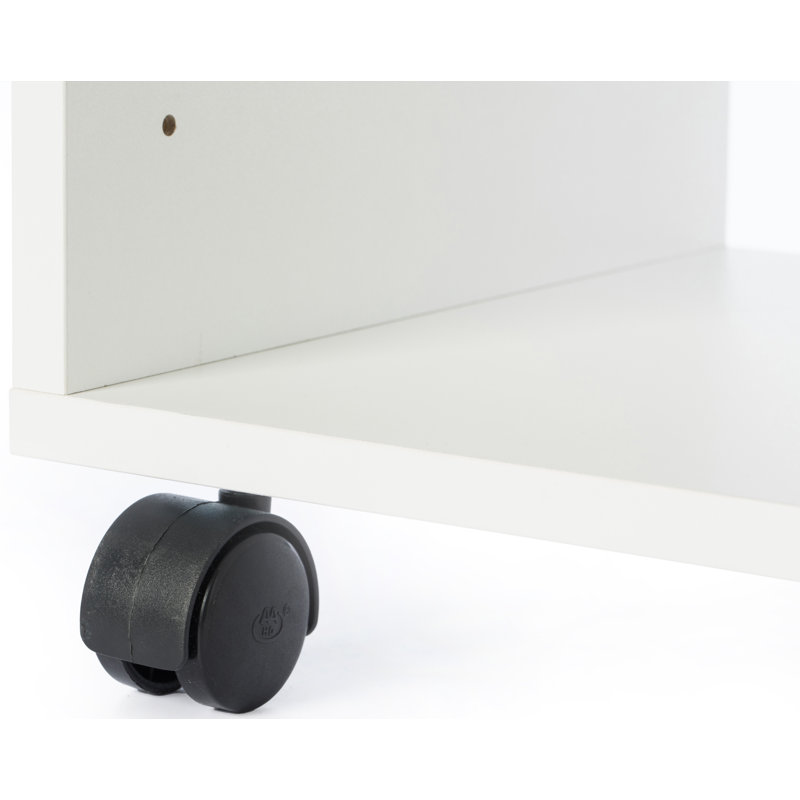 White Wooden Office Storage Printer Stand with Wheels